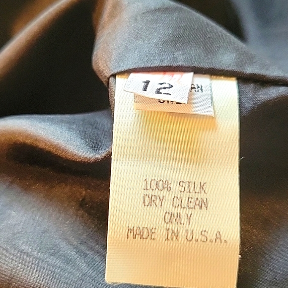 VINTAGE MARY MCFADDEN SILK RUCHED SHEATH DRESS SZ12 - Picture 8 of 8